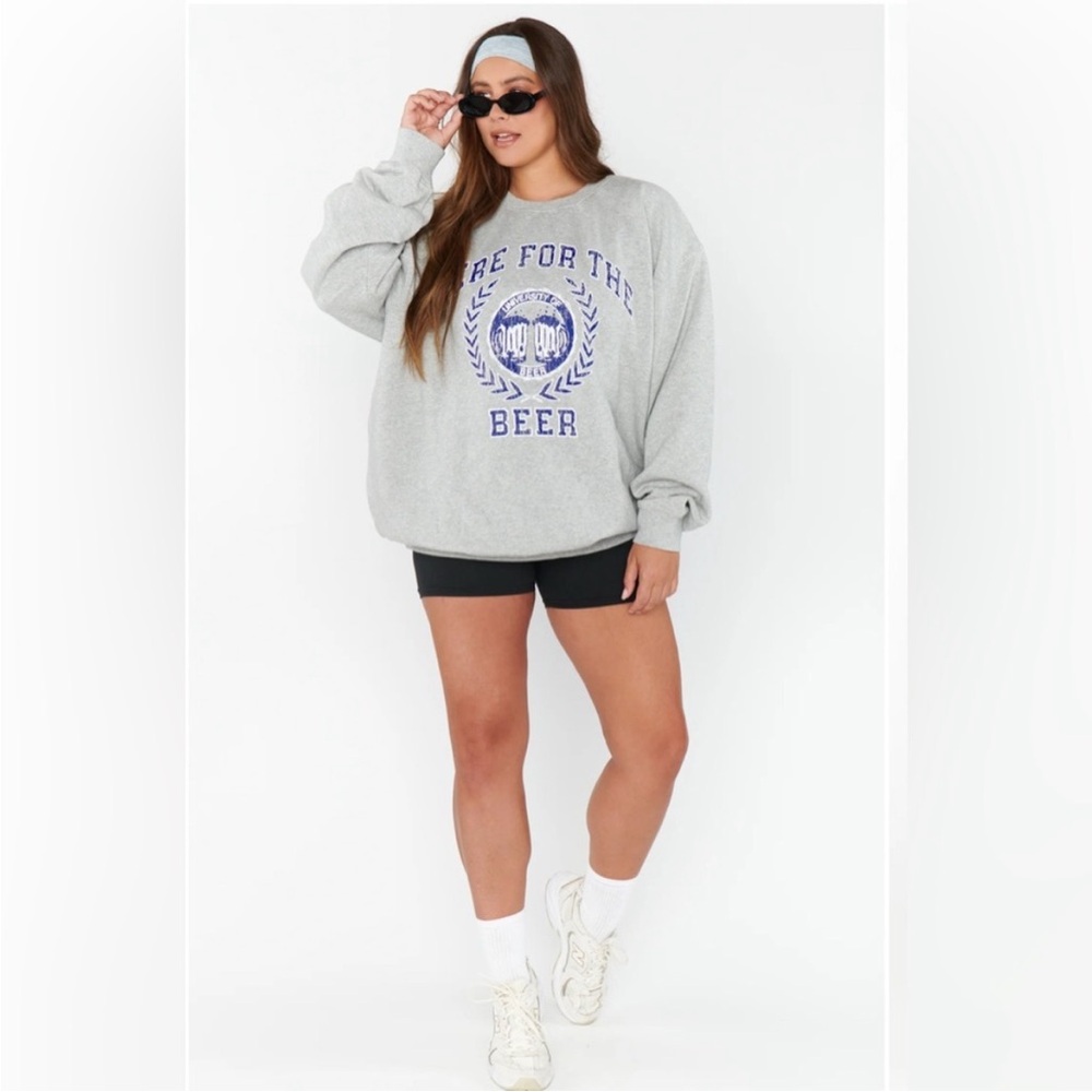 Show Me Your MuMu Gray Stanley Oversized Here For The Beer Sweatshirt Size Small